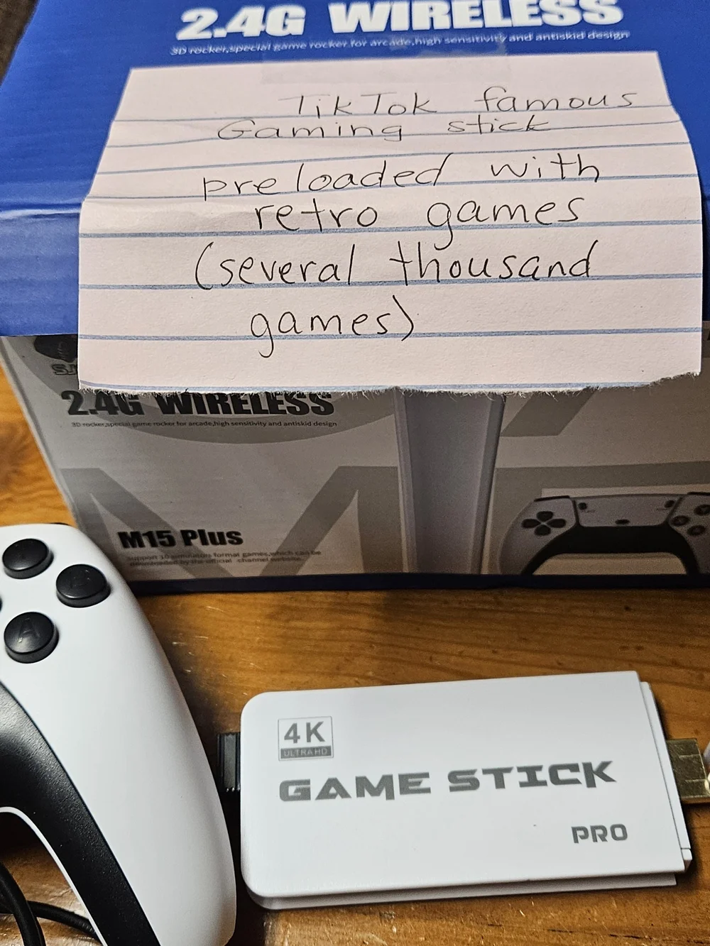 Wireless Dual Game Controllers with 4K Game Stick Pro - White